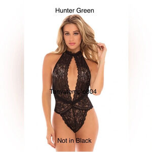 Oh La La Cheri Hunter Green  lace bodysuit Large/XL Lingerie Teddy